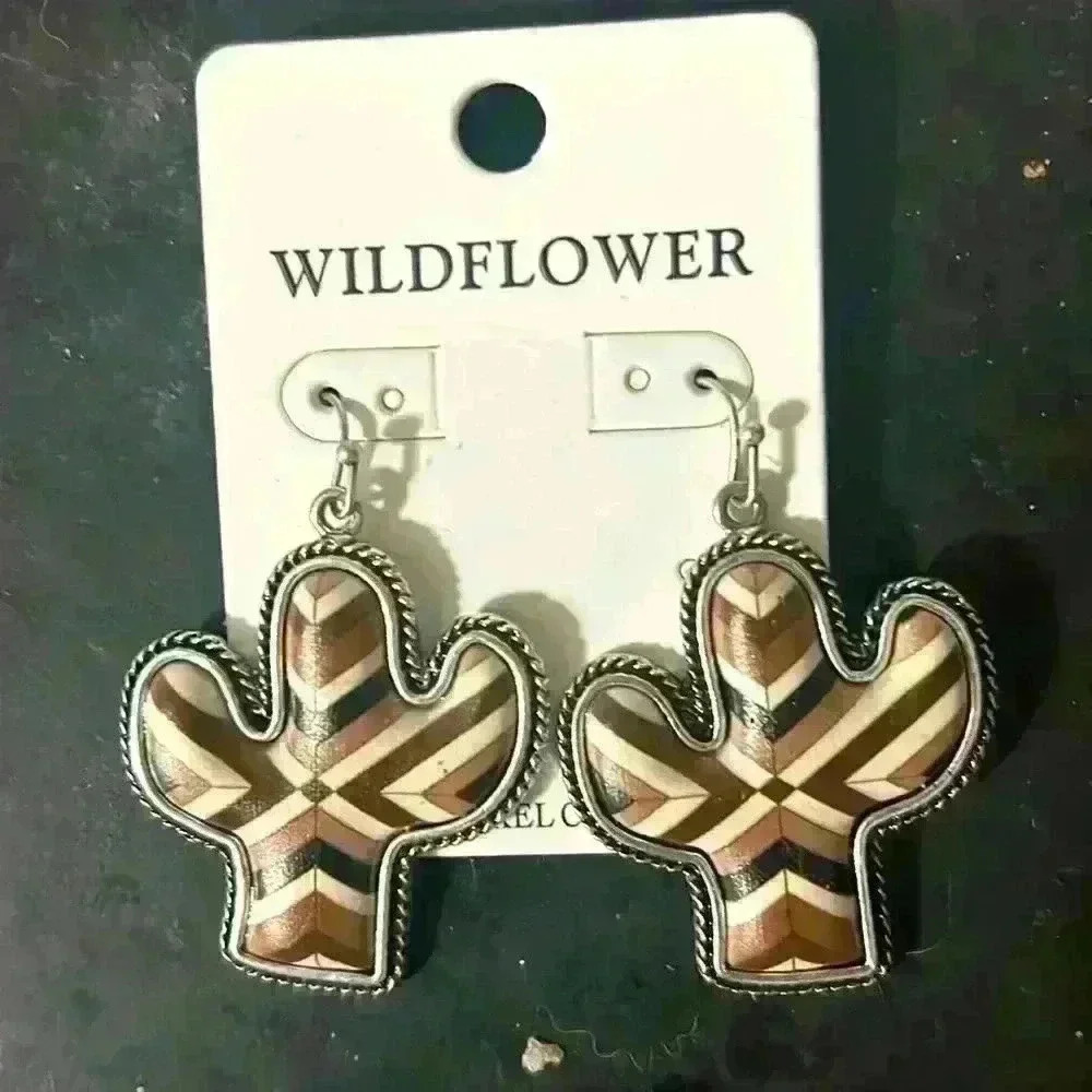 Wildflower Jewelry Aztec Cactus Earrings NWT